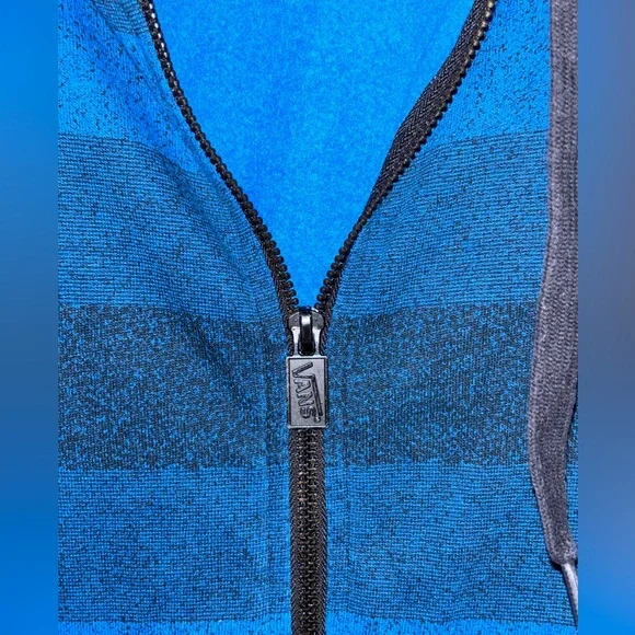 Vans Full Zip Hoodie Mens XXXL Blue & Black Long Sleeve Casual Sweatshirt - Picture 5 of 9